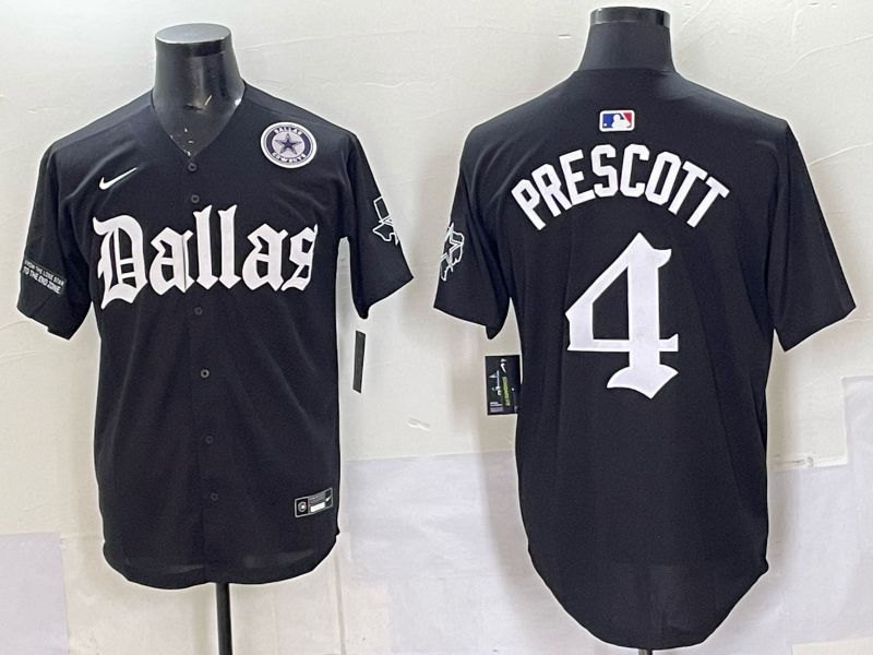 Men 2025 Nike Dallas Cowboys 4 Prescott Black 5th generation Joint Name Limited NFL Jersey 018